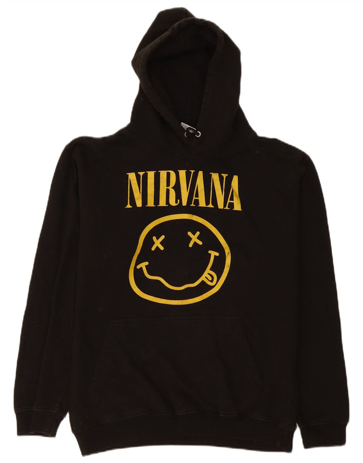 Винтажный мужской джемпер с капюшоном Nirvana с рисунком, средний черный, хлопковый
