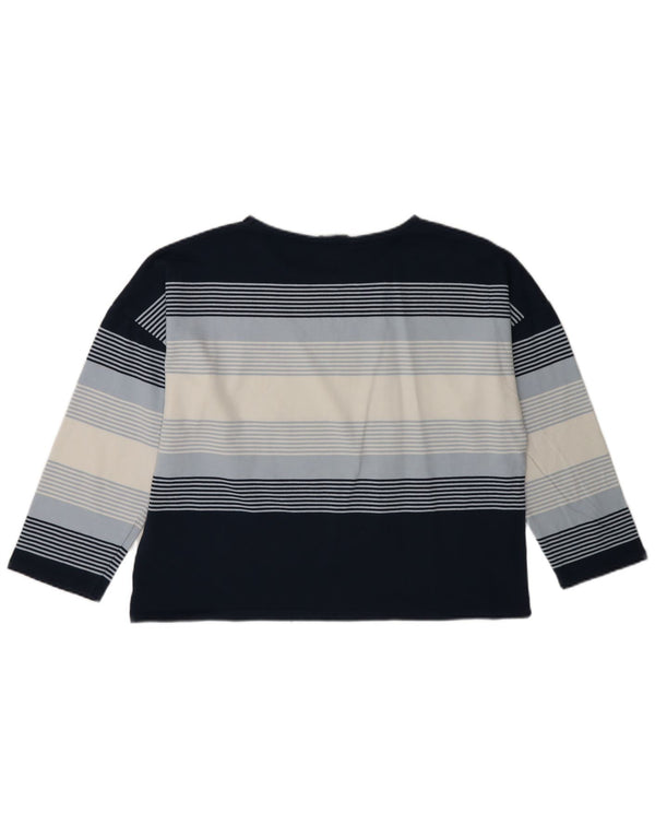 Crew Clothing Женский топ с длинным рукавом UK 14 Средний темно-синий в полоску