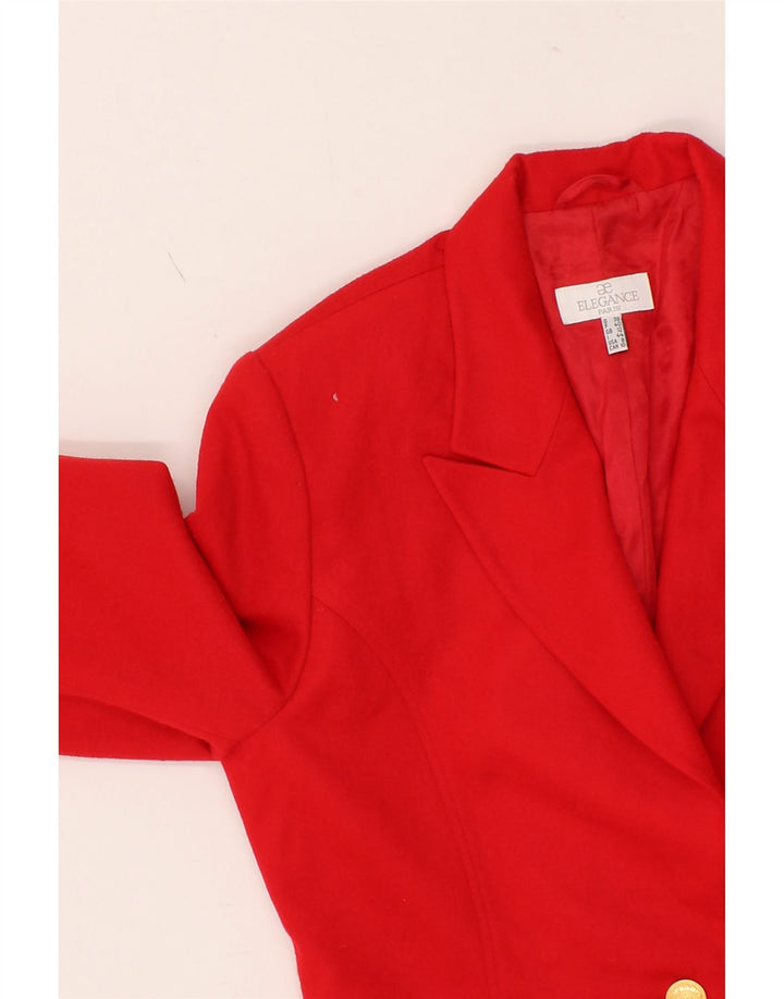 ELEGANCE Womens 1 Button Blazer Jacket UK 12 Medium Red Acetate Vintage Elegance and Second-Hand Elegance from Messina Hembry 