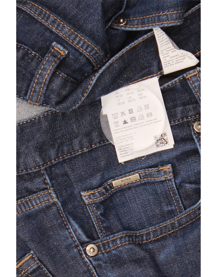 Мужские узкие джинсы HUGO BOSS W34 L34 темно-синие, хлопок