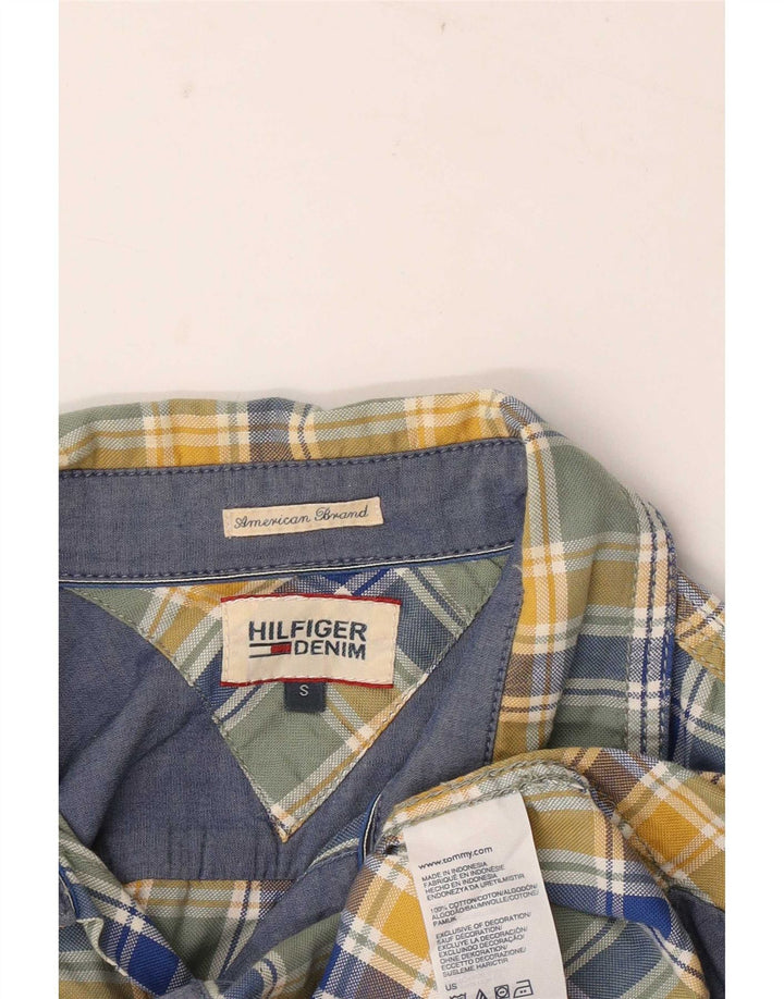 Tommy Hilfiger Мужская рубашка маленькая разноцветная клетка из хлопка