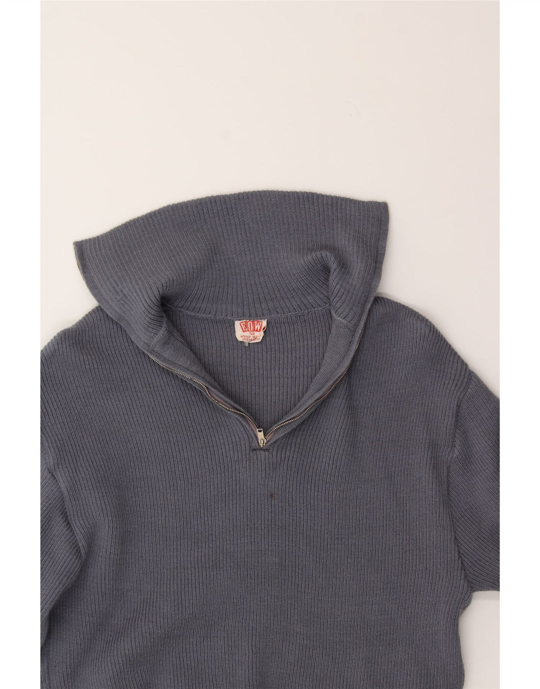 VINTAGE Womens Zip Neck Jumper Sweater IT 50 XL Grey Wool Vintage Vintage and Second-Hand Vintage from Messina Hembry 