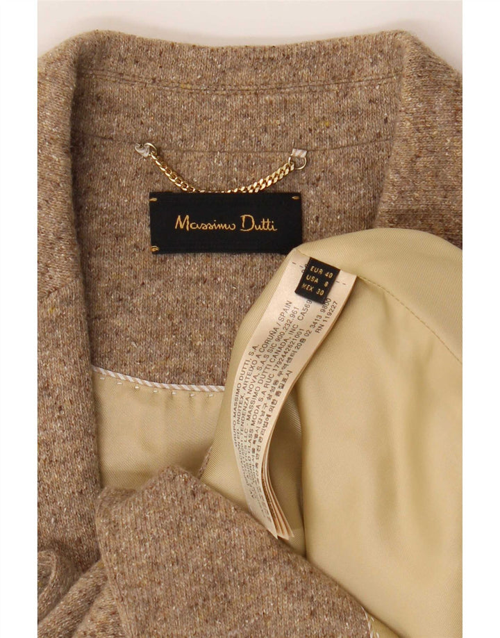 Женский вязаный пиджак на 2 пуговицах Massimo Dutti EU 40, средний бежевый в крапинку