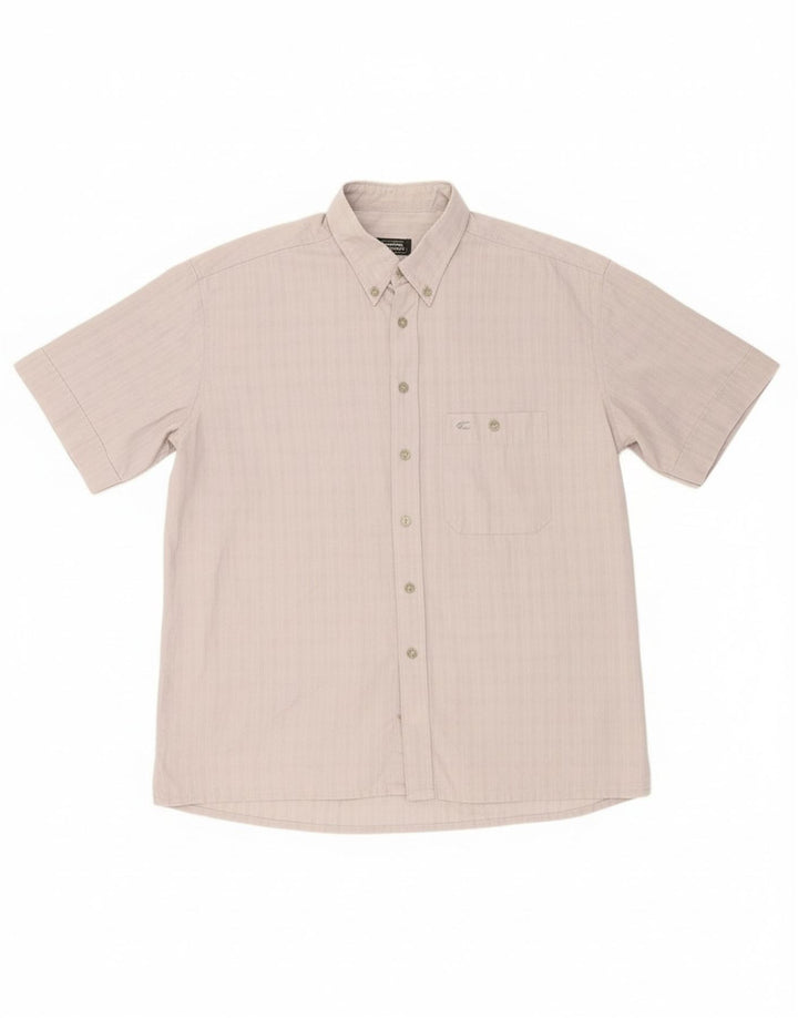 CAMEL ACTIVE Mens Short Sleeve Shirt Large Grey Check Cotton