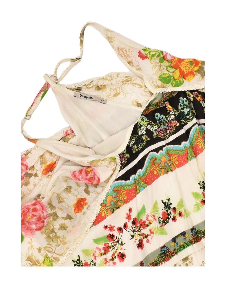 DESIGUAL Womens Sundress EU 42 Large Beige Floral Viscose | Vintage Desigual | Thrift | Second-Hand Desigual | Used Clothing | Messina Hembry 