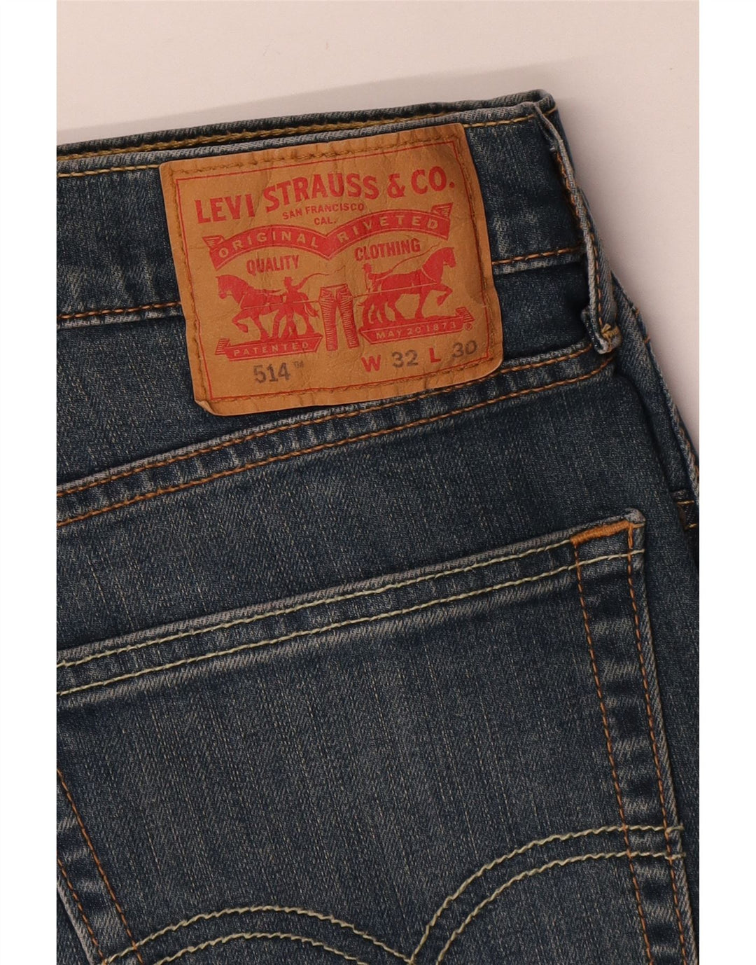Мужские прямые джинсы LEVI'S 514 W32 L30 синие, хлопок
