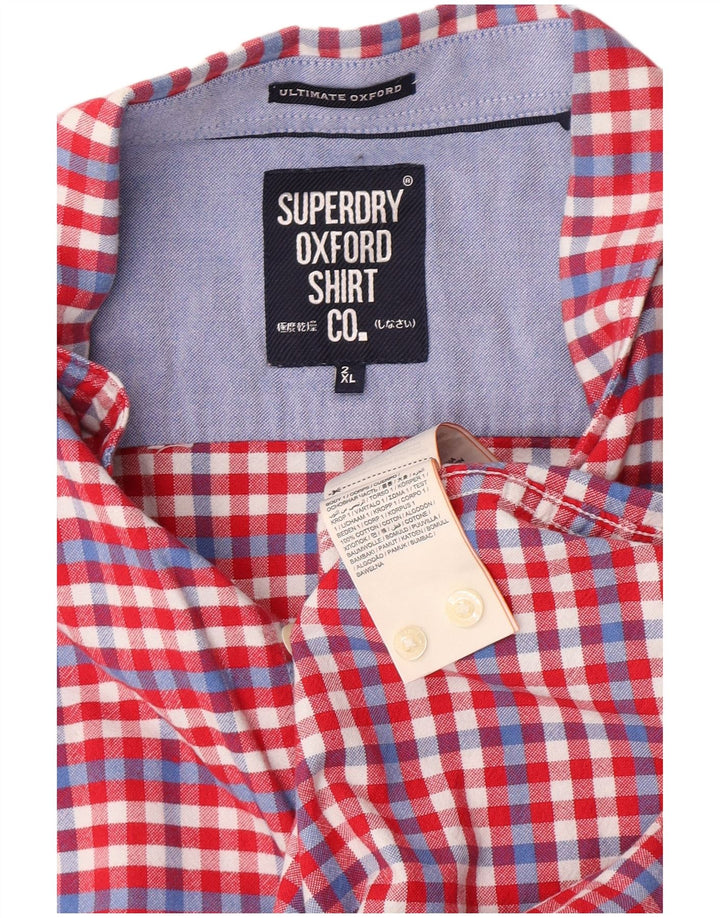 Мужская рубашка с коротким рукавом Superdry 2XL, хлопок в красную клетку