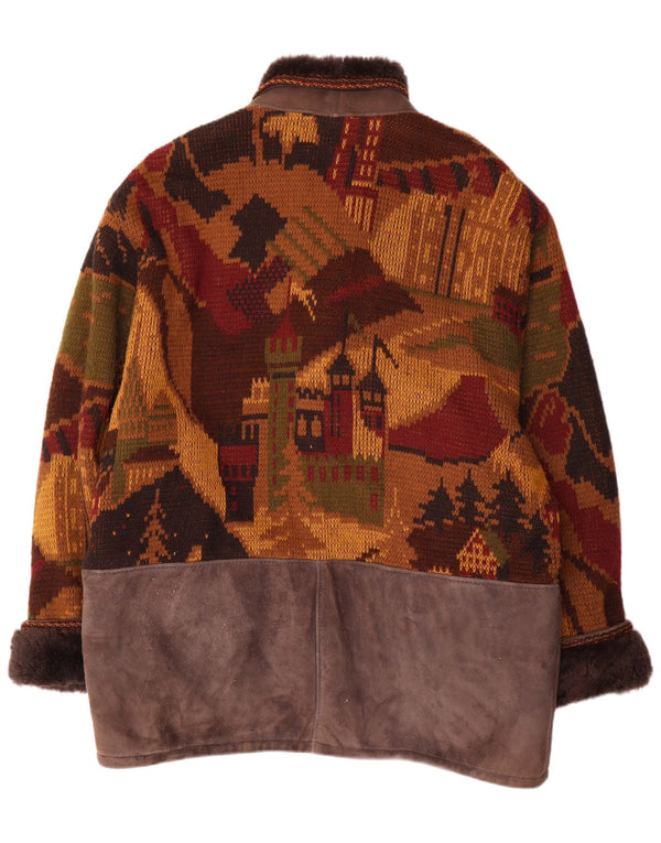 Винтажная мужская вязаная короткая дубленка IT 54 2XL Новинка из коричневой овчины