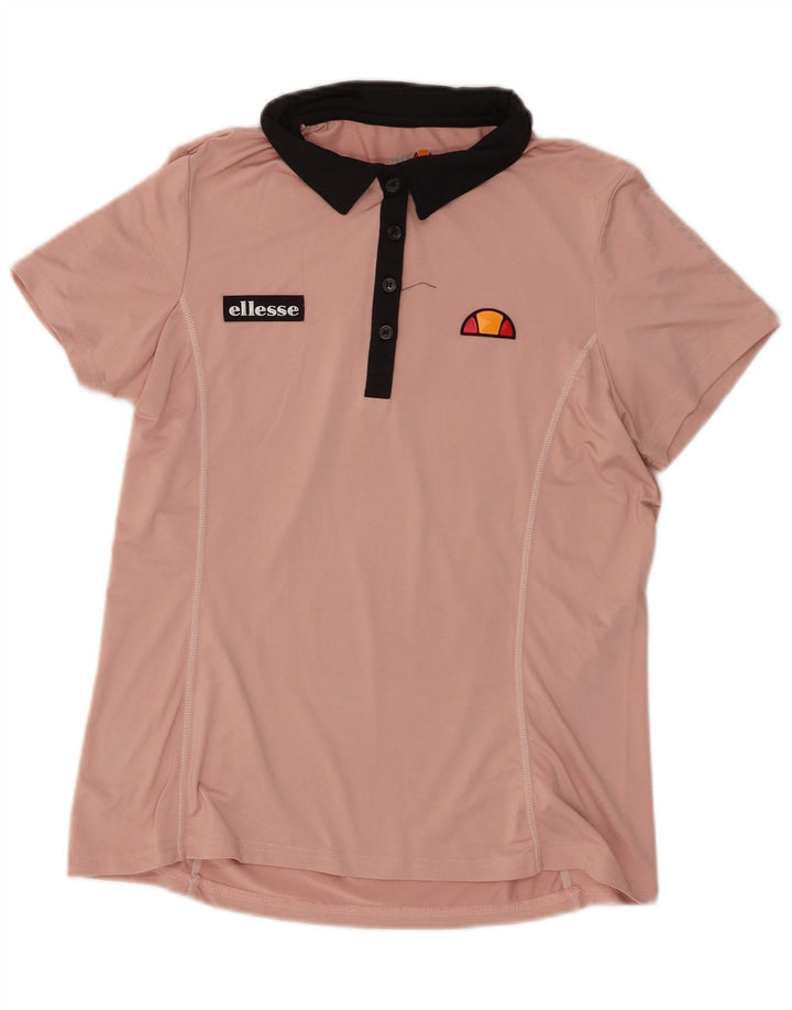 Женская рубашка-поло Ellesse UK 12, полиэстер с цветными блоками, средний розовый цвет