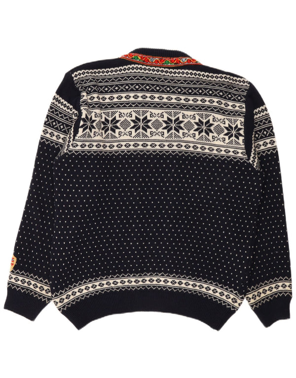 Винтажный женский свитер-кардиган UK 20 2XL темно-синий Fair Isle