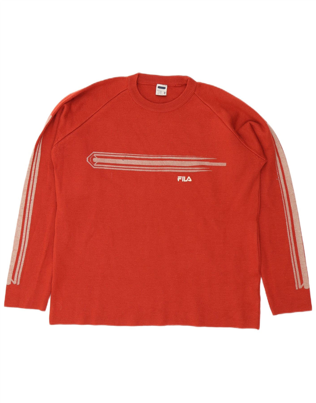 Мужской свитер Fila с круглым вырезом XL, красный, шерстяной с цветными блоками