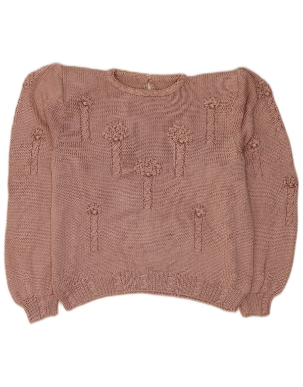 Винтажный женский укороченный джемпер с круглым вырезом, Великобритания, 16, большой розовый цвет