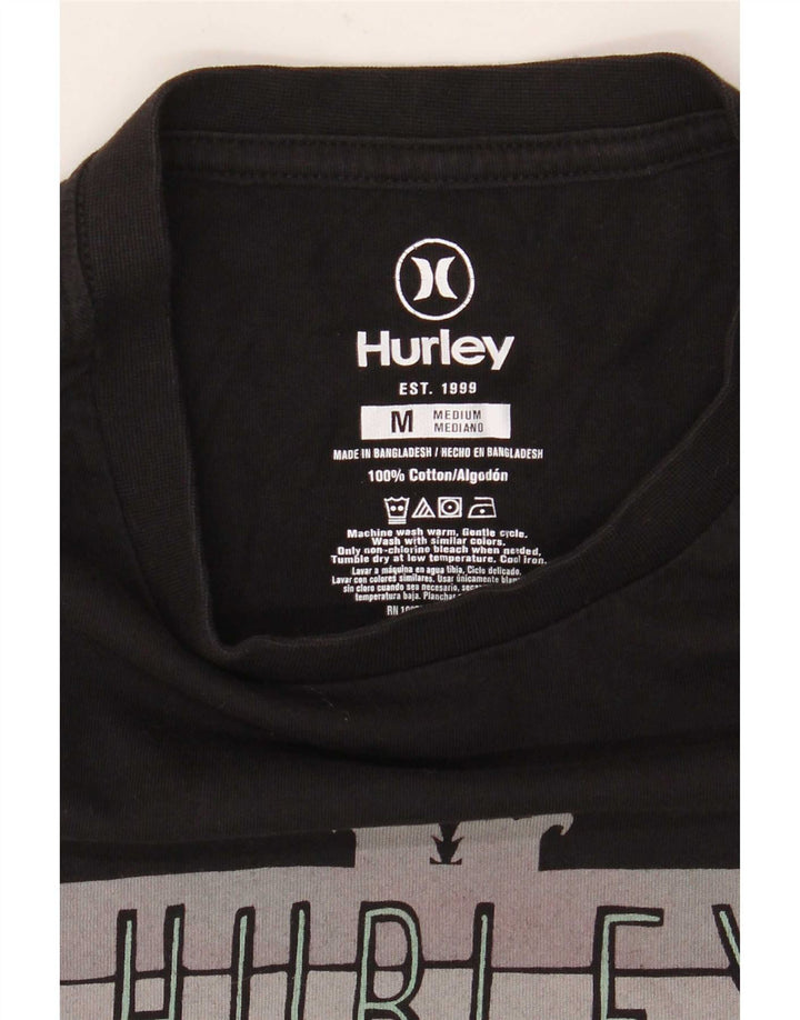 Мужская футболка с рисунком Hurley, топ, средний черный, хлопок