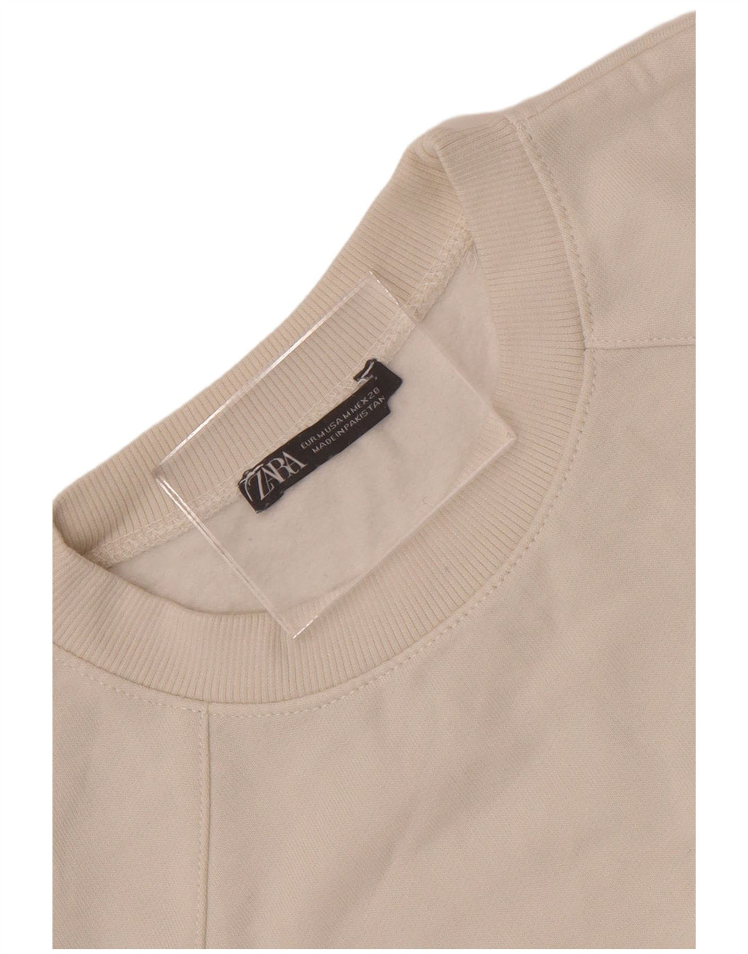 Женский укороченный свитшот оверсайз с рукавом 3/4 Zara UK 14, средний белый