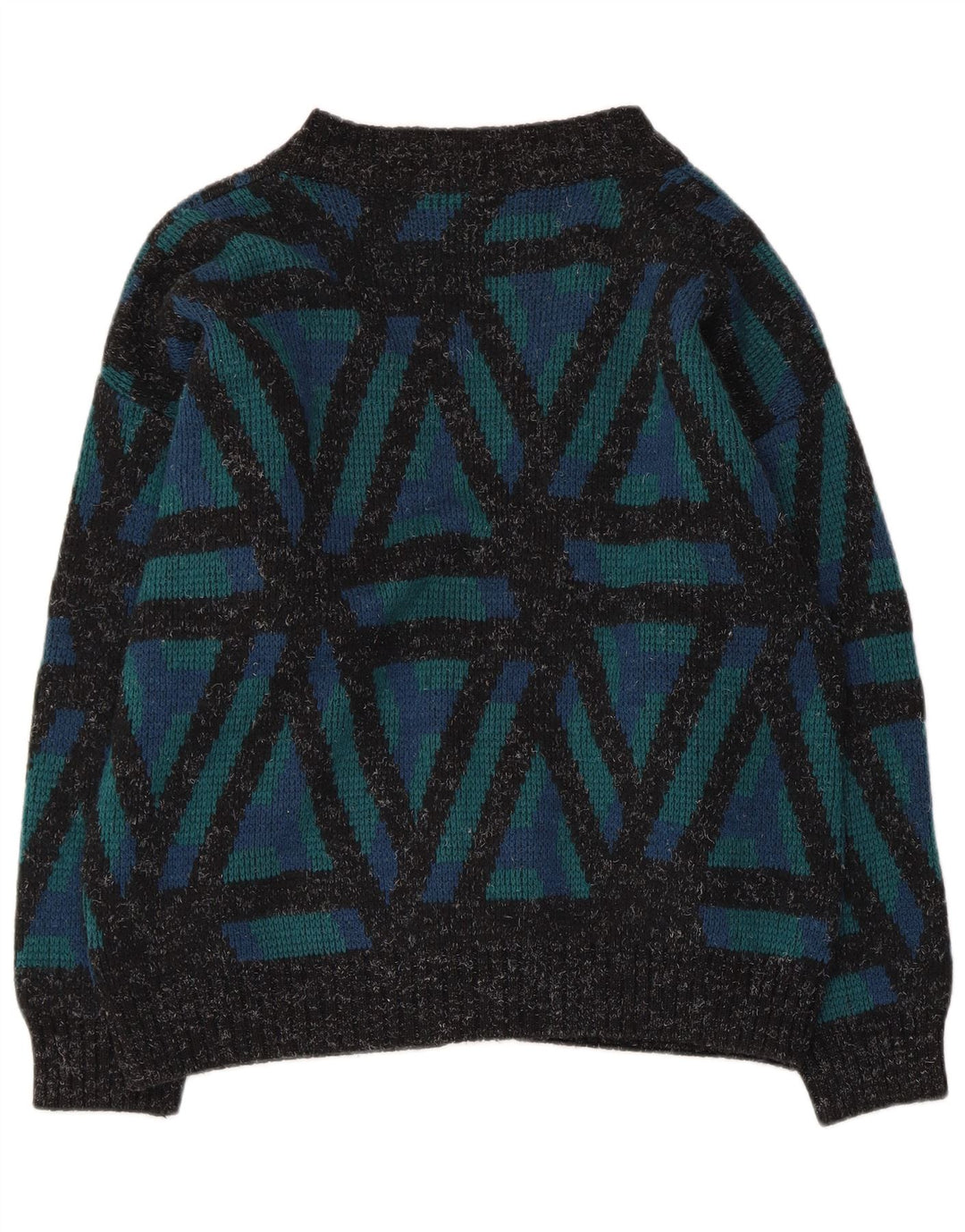 ВИНТАЖНЫЙ женский кардиган-свитер UK 18 XL Зеленый с геометрическим узором