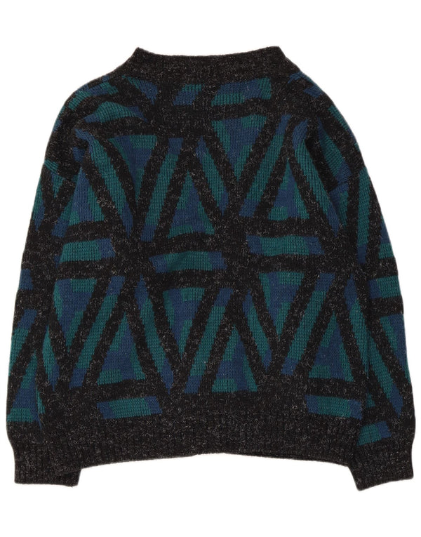 ВИНТАЖНЫЙ женский кардиган-свитер UK 18 XL Зеленый с геометрическим узором