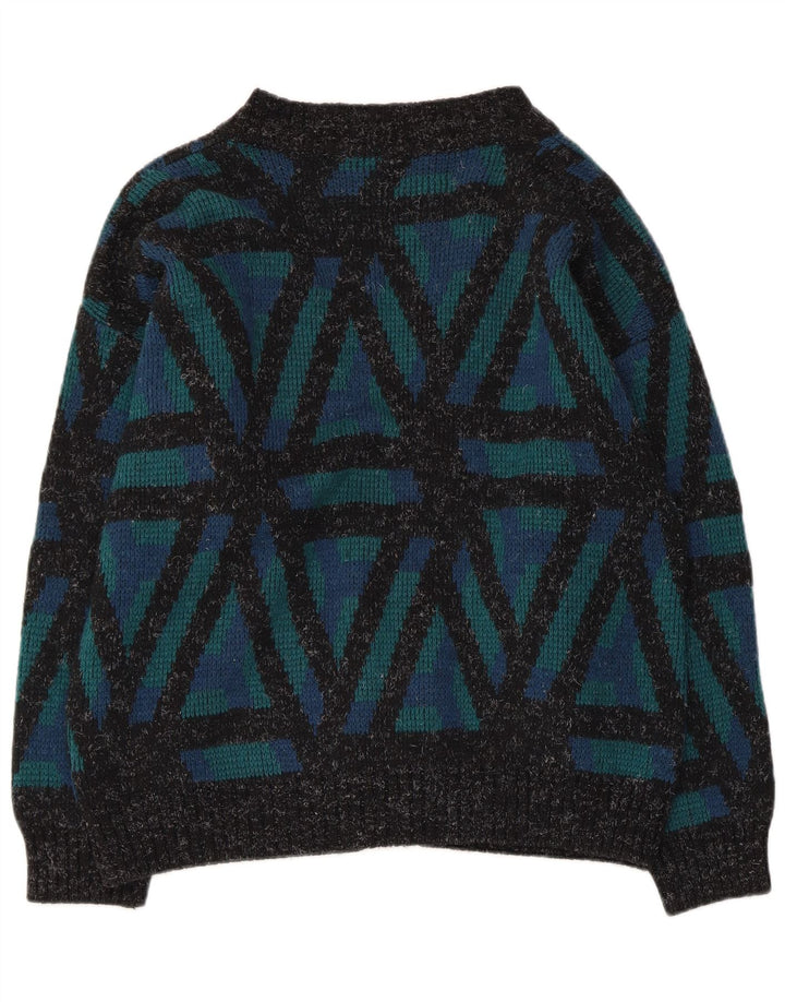 ВИНТАЖНЫЙ женский кардиган-свитер UK 18 XL Зеленый с геометрическим узором