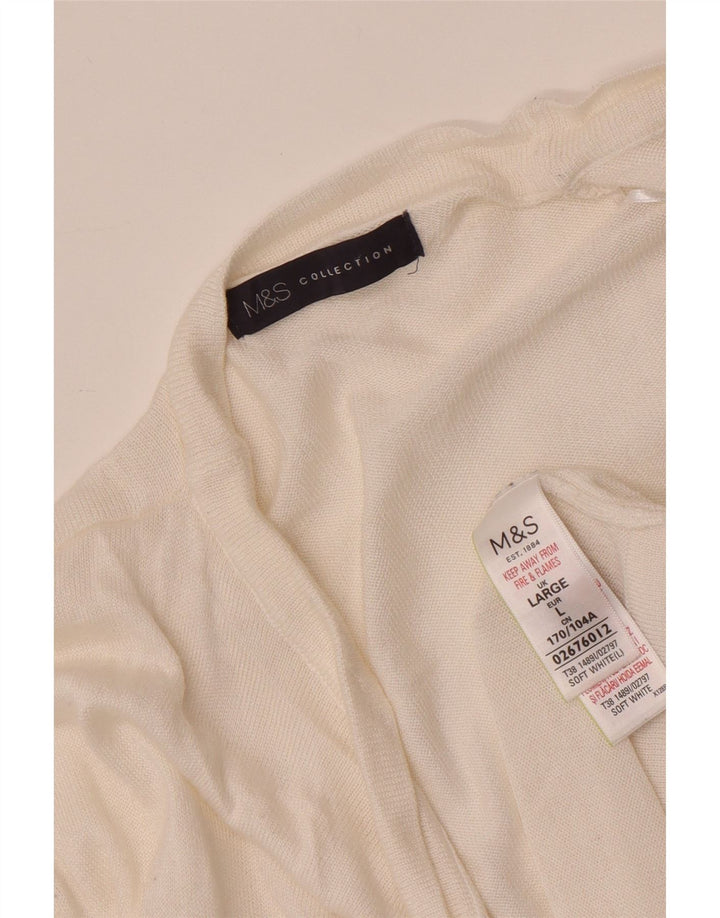 Женский открытый кардиган Marks & Spencer UK 14, большой белый вискоза