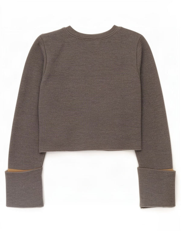 Zara Womens Crop Top Long Sleeve UK 10 Small Grey