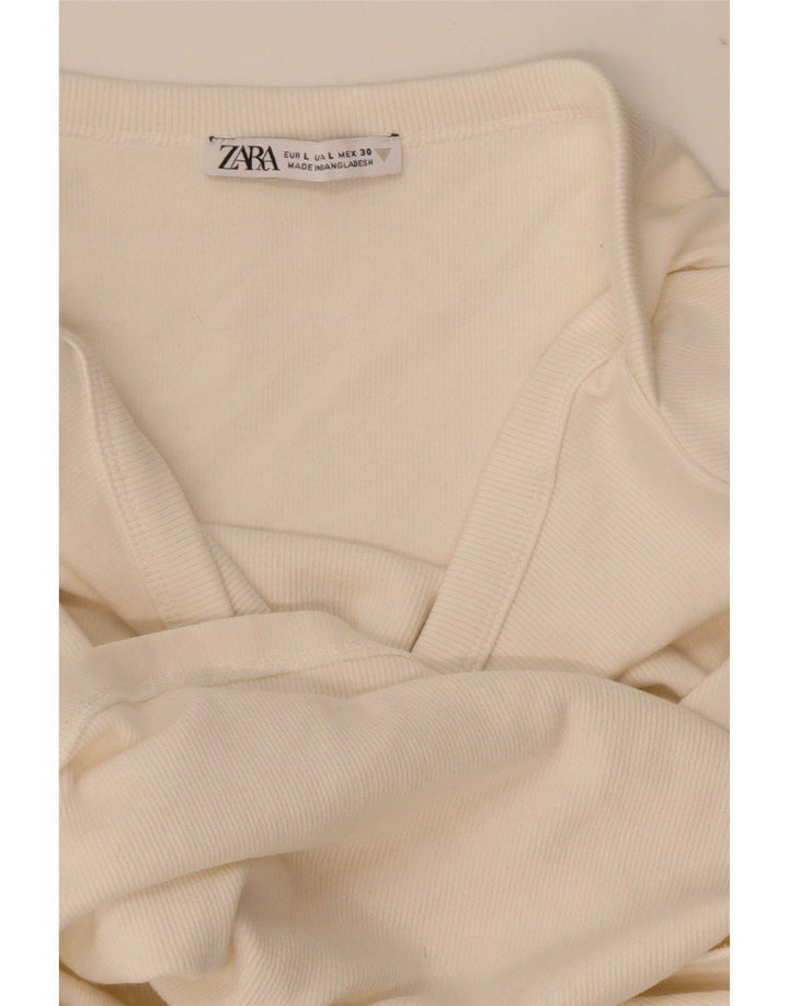 Женский укороченный топ Zara с длинным рукавом UK 14, большой белый