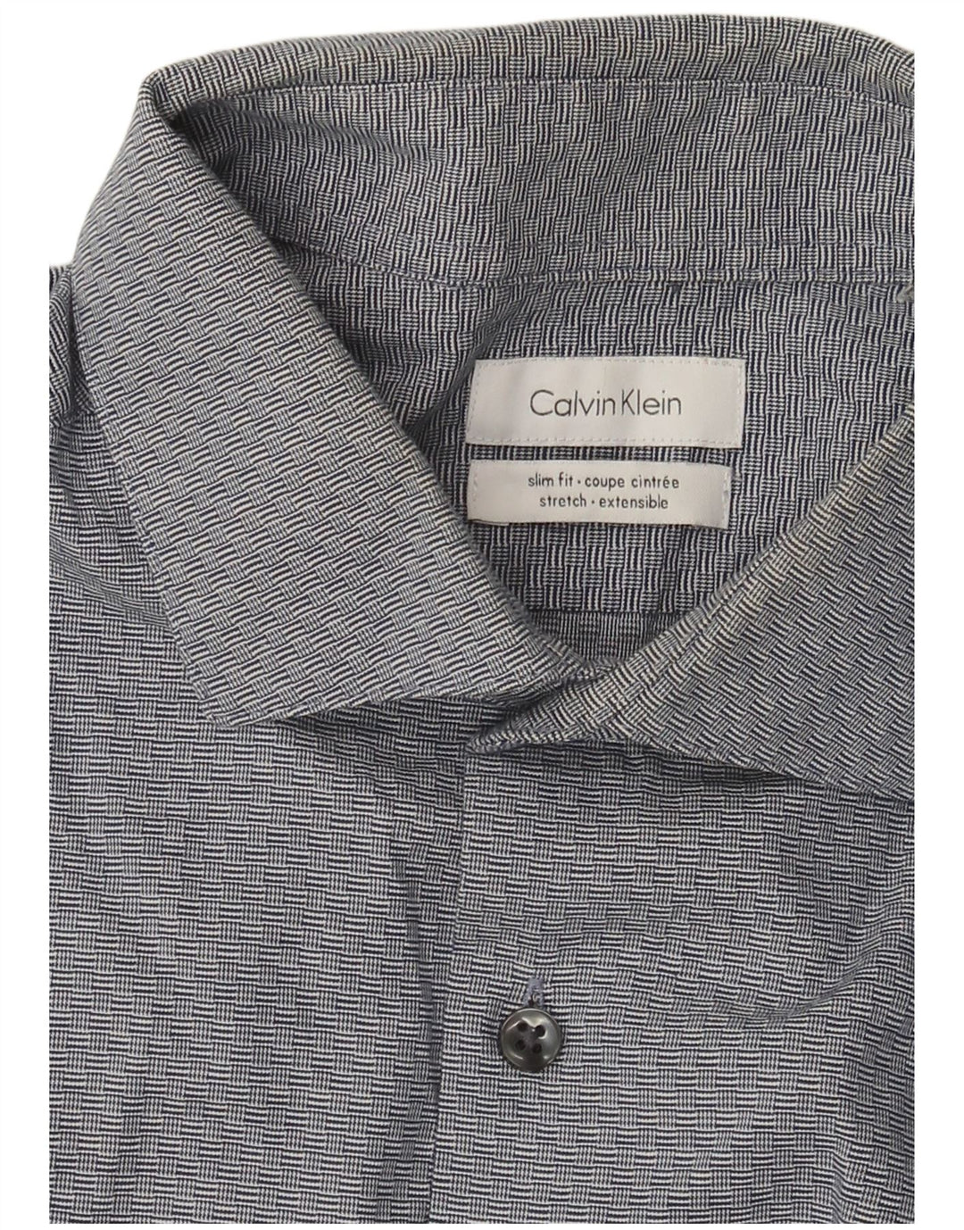 Мужская рубашка приталенного кроя Calvin Klein, большая темно-синяя с геометрическим рисунком