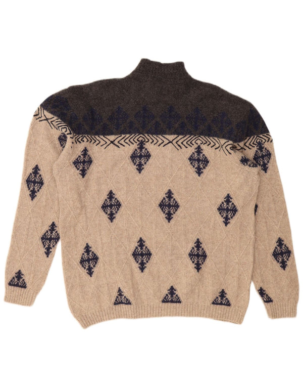 VINTAGE Мужской джемпер с высоким воротником XL Бежевый Argyle/Diamond