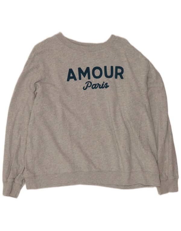 Marks & Spencer Womens Graphic Oversized Sweatshirt Jumper UK 16 Large Grey