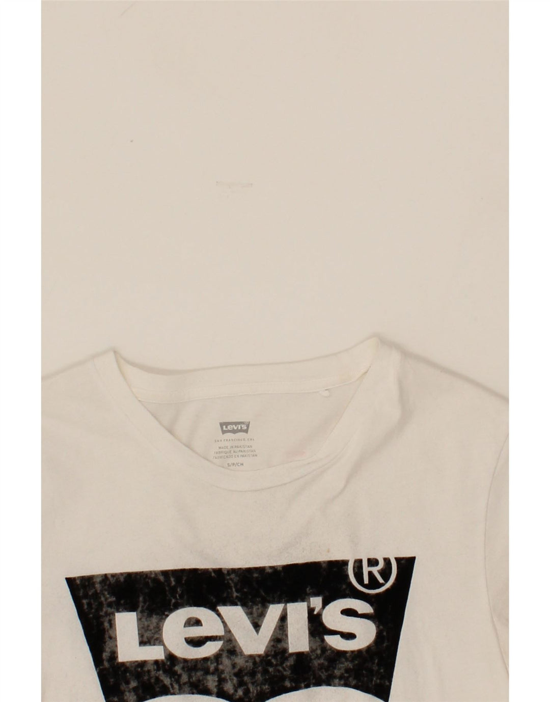 LEVI'S Womens Graphic T-Shirt Top UK 10 Small White Vintage Levi's and Second-Hand Levi's from Messina Hembry 