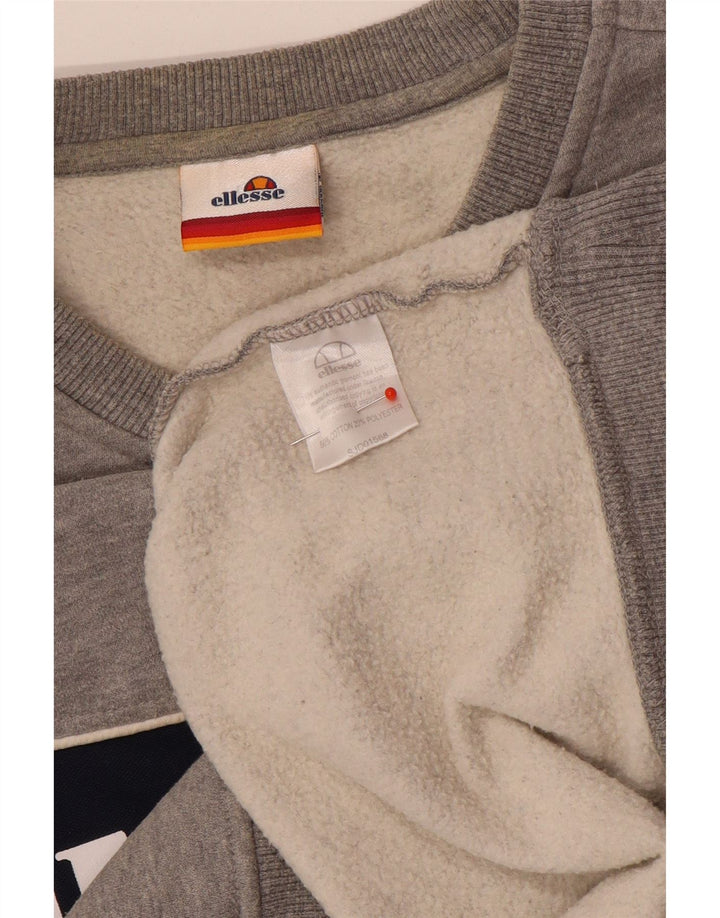 Ellesse Мужской свитшот с рисунком, маленький серый хлопковый джемпер с цветными блоками
