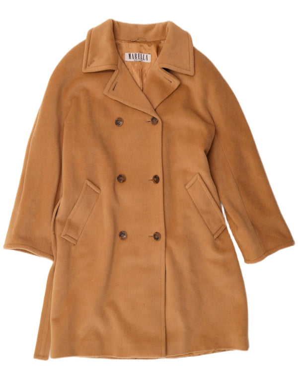 MARELLA Женское двубортное пальто UK 12 Medium Beige из натуральной шерсти Classic