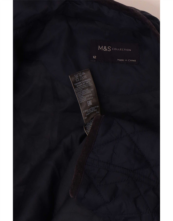 Женская стеганая куртка Marks & Spencer UK 12 средний темно-синий полиамид