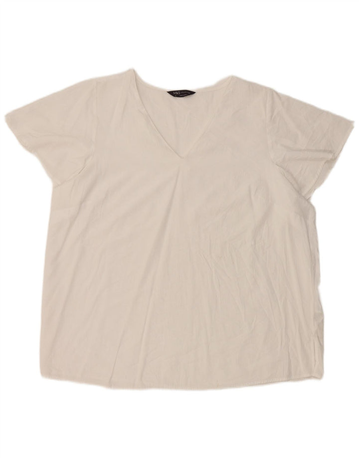 Женская блузка Marks & Spencer Top UK 20 2XL Белая вискоза