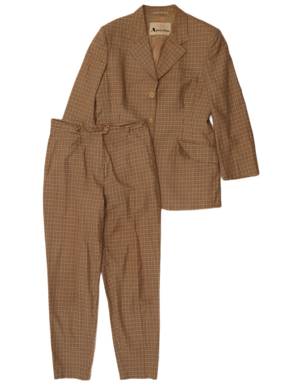 Женский костюм из 2 предметов Aquascutum с 3 пуговицами IT 46, большой W32 L28, бежевый в клетку