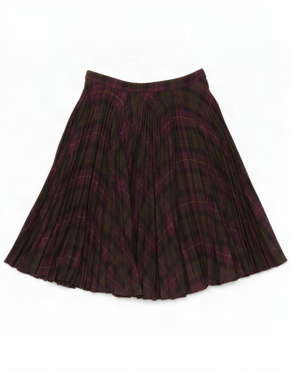 Penny Black Женская плиссированная круглая юбка IT 42 Medium W27 Бордовая шерсть в клетку