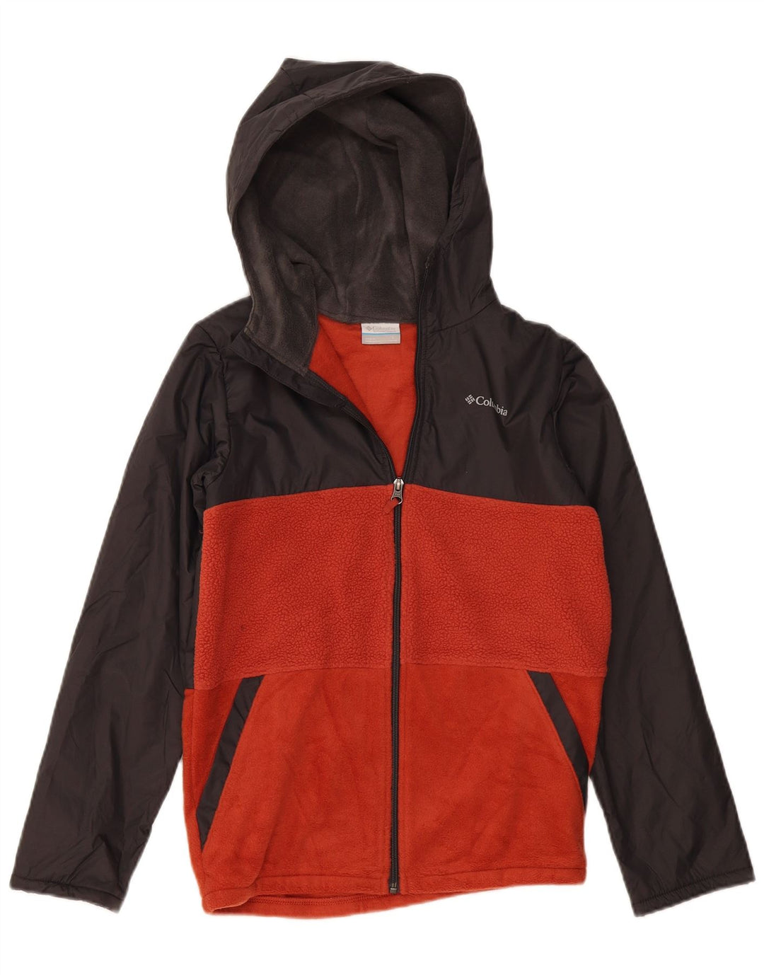 Флисовая куртка COLUMBIA для мальчиков с капюшоном 14–15 лет, большая серая цветная блокировка