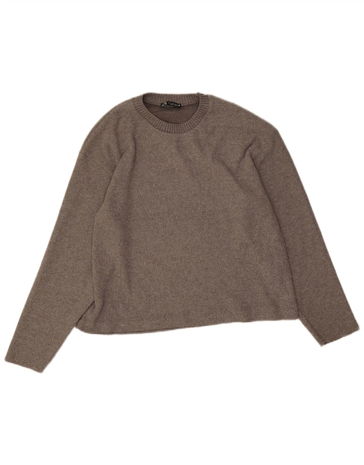 Женский свободный джемпер с круглым вырезом Zara UK 10, маленький серый полиэстер