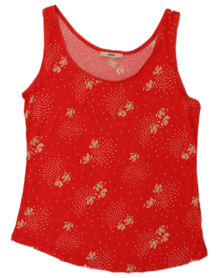Женский жилет OASIS UK 14, большой красный, вискоза с цветочным принтом