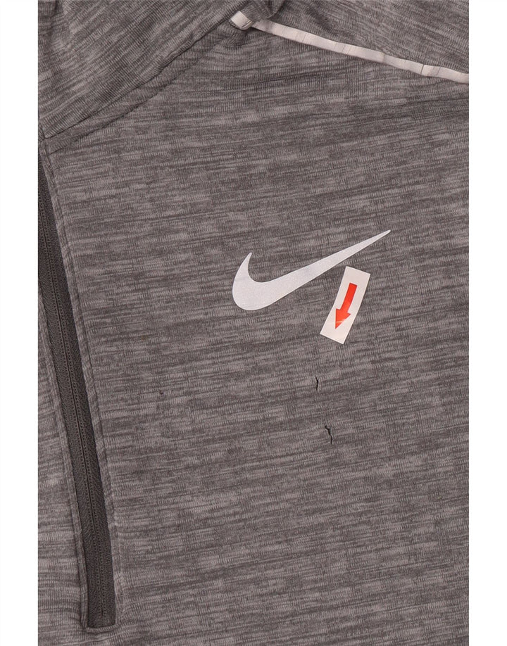 Мужской пуловер с воротником на молнии для бега Nike, большой серый полиэстер