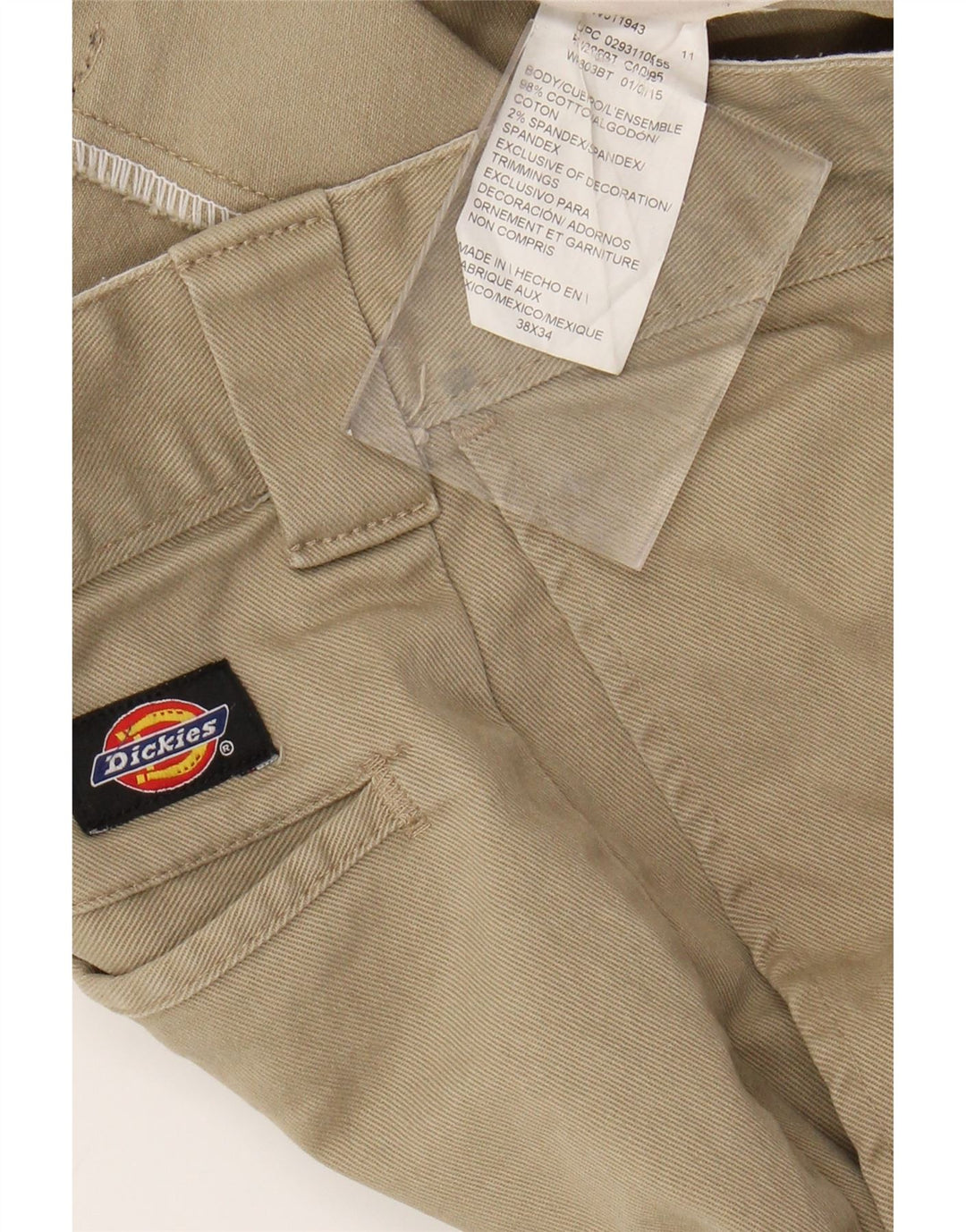 DICKIES Мужские узкие брюки-чиносы W38 L34 Бежевые хлопковые