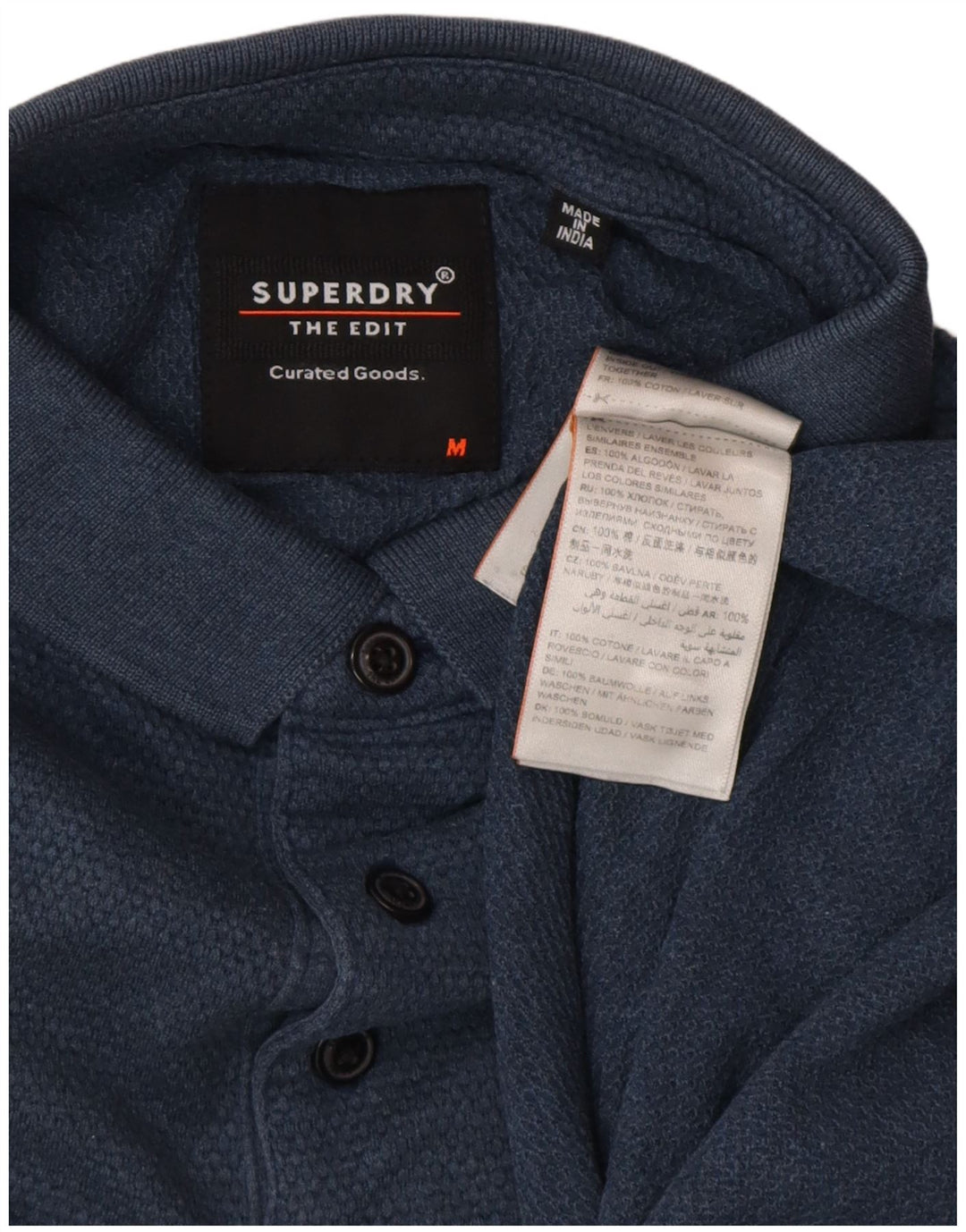 Мужская рубашка-поло Superdry среднего размера, темно-синяя, хлопок