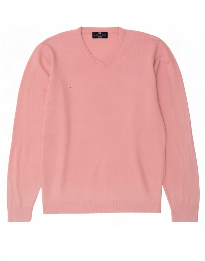 Мужской джемпер с v-образным вырезом Mark & Spencer Blue Harbour, средний розовый акрил