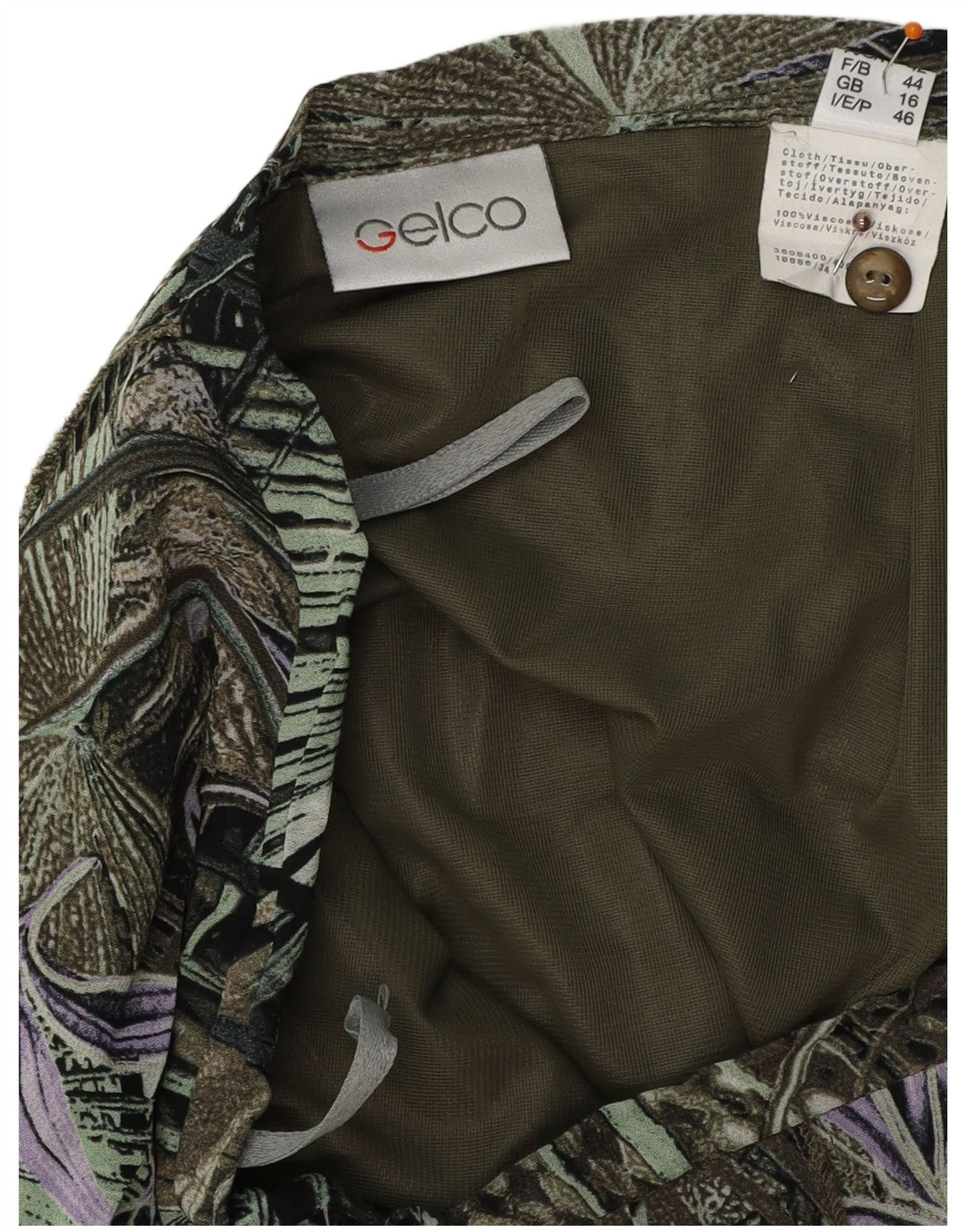 Женская юбка-труба с высокой талией GELCO UK 16, большая W32, зеленая с цветочным принтом