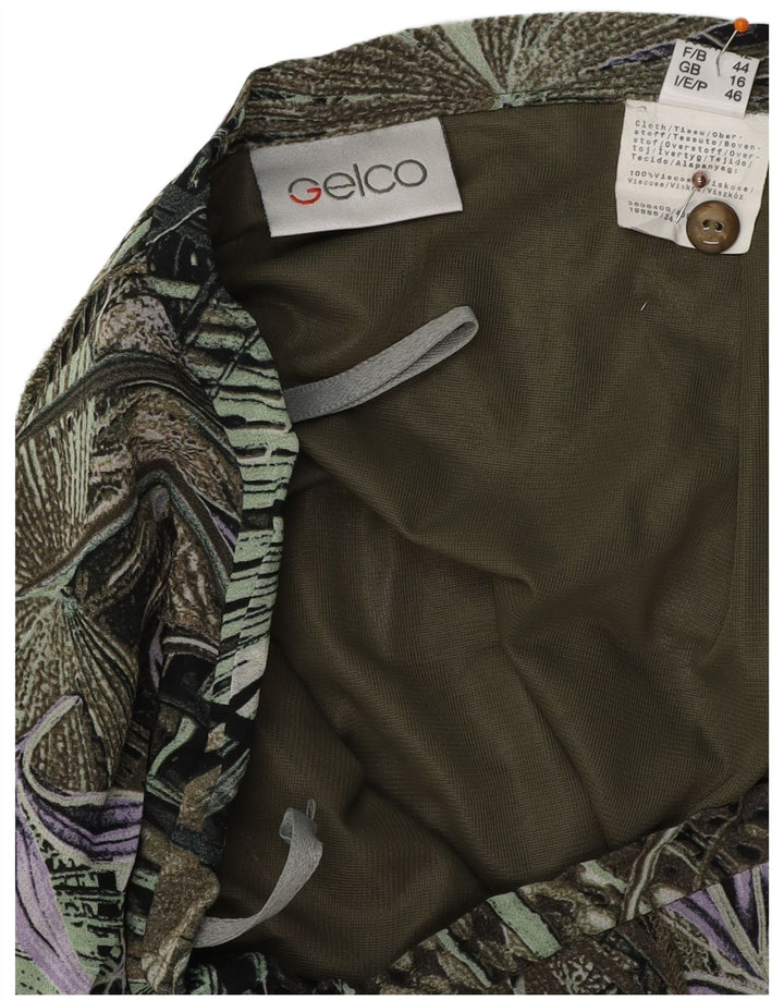 Женская юбка-труба с высокой талией GELCO UK 16, большая W32, зеленая с цветочным принтом