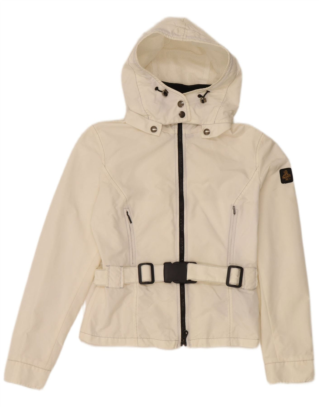 Refrigiwear Женская укороченная куртка-дождевик с капюшоном UK 12, средний белый полиамид