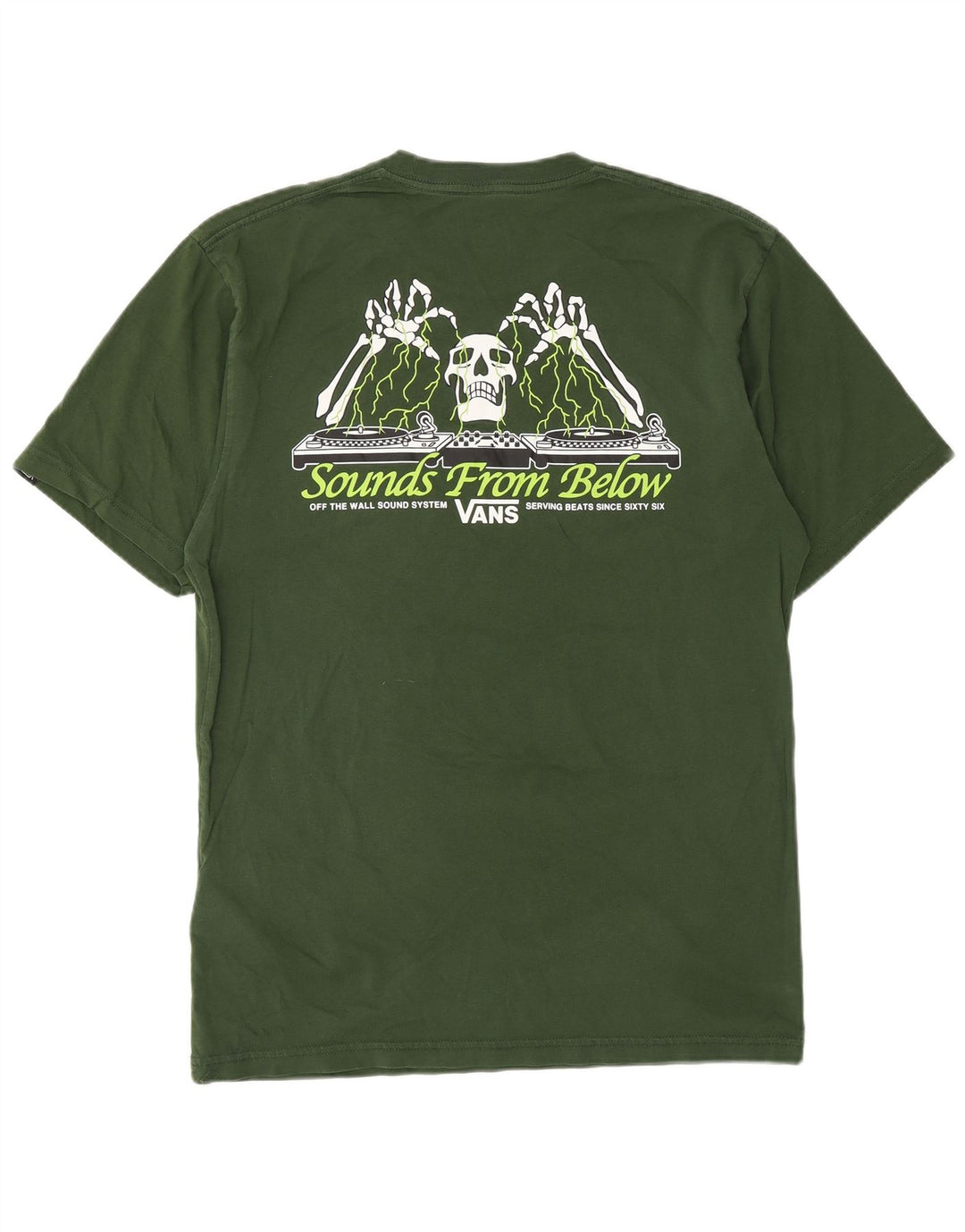 Мужская футболка классического кроя с рисунком VANS, хлопковый топ среднего зеленого цвета
