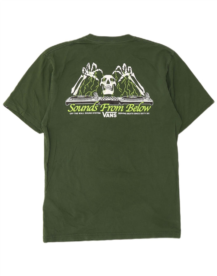 Мужская футболка классического кроя с рисунком VANS, хлопковый топ среднего зеленого цвета