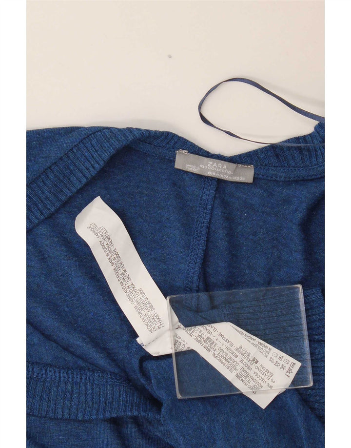 Женский топ оверсайз Zara UK 14 с длинным рукавом, средний синий, вискоза
