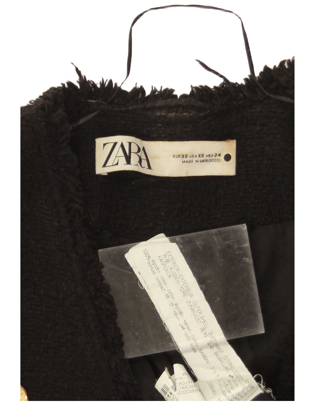 Женский двубортный пиджак Zara UK 6 XS, черный хлопок