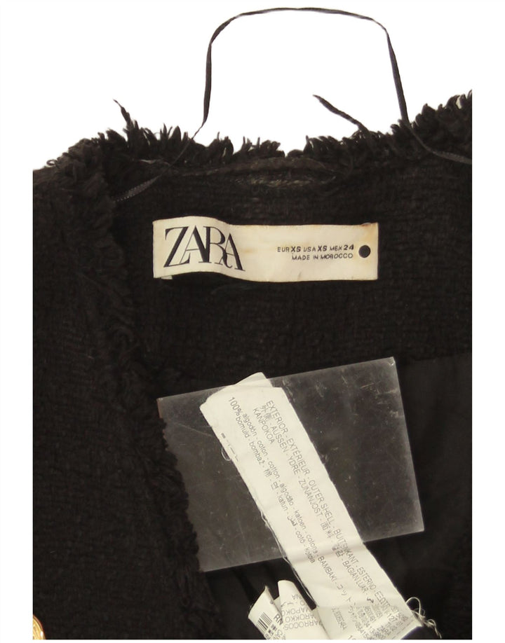 Женский двубортный пиджак Zara UK 6 XS, черный хлопок