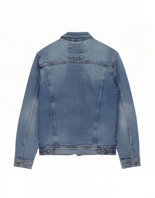 Мужская джинсовая куртка Zara UK 38, хлопок среднего синего цвета